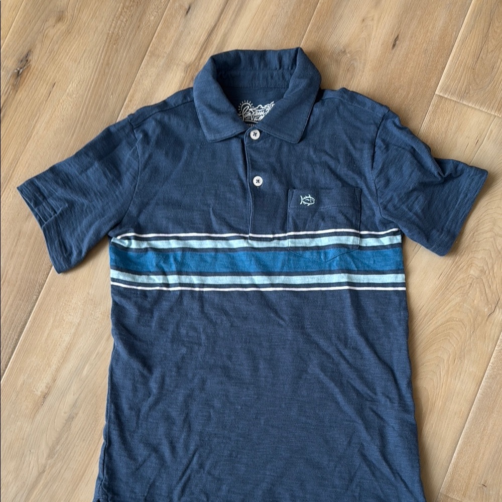 Navy Blue Kids Polo Shirt with Stripes
